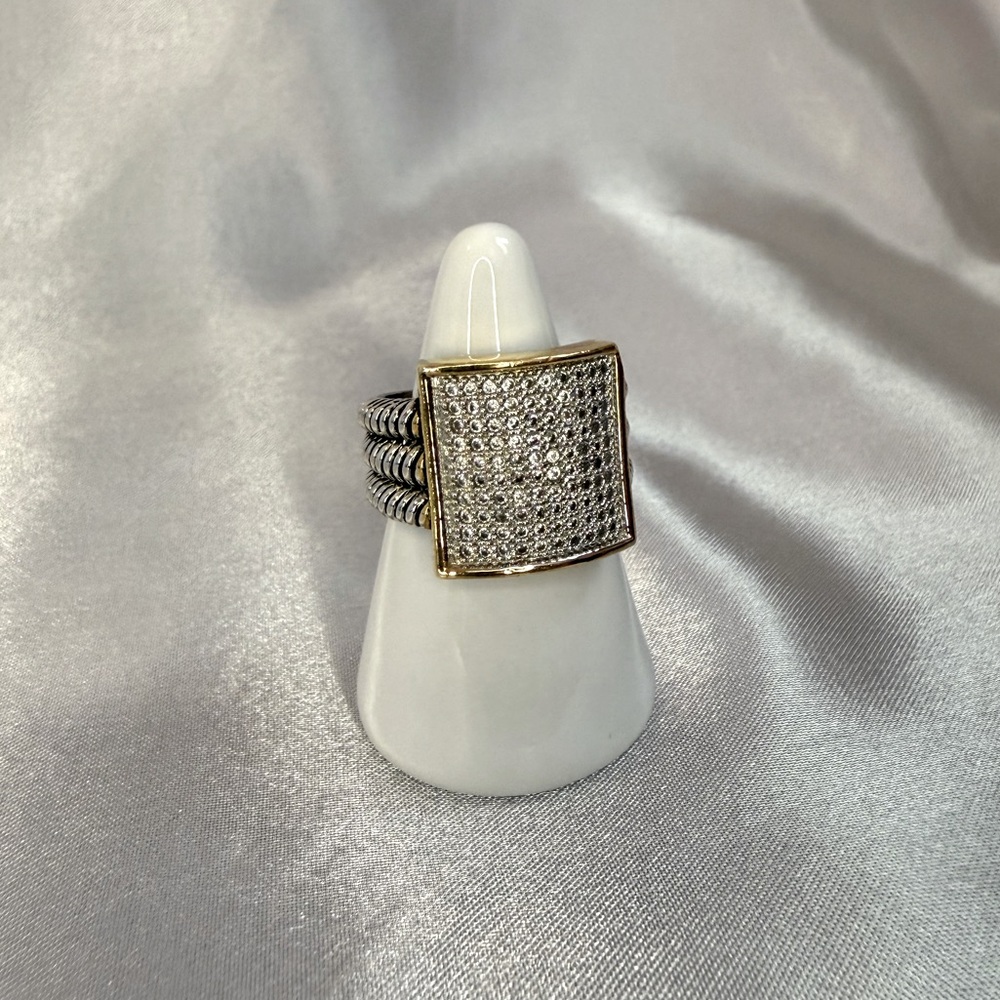 Pavé Statement Ring – Two-toned With Rope Band Detail - Premier Designs